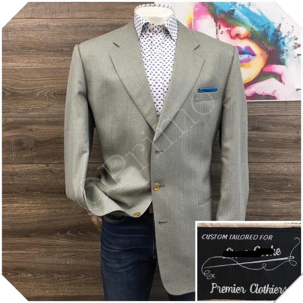 VINTAGE Mens Bespoke Wool Silk Blazer Sport Coat Casual Jacket Size 48L Suit